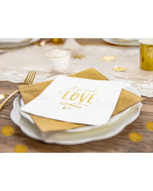 Napkins - All you need is love, white, 33x33cm (1 pkt / 20 pc.)