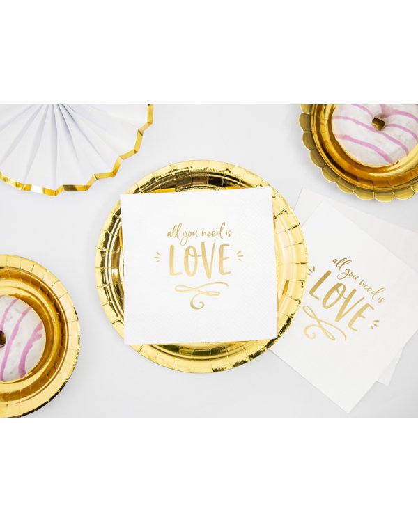Napkins - All you need is love, white, 33x33cm (1 pkt / 20 pc.)