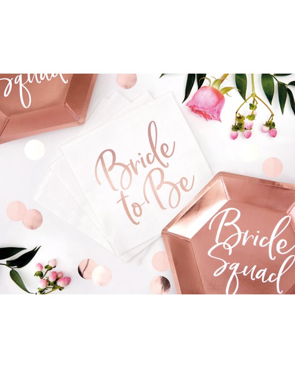 Napkins Bride to be, rose gold,  33x33cm (1 pkt / 20 pc.)