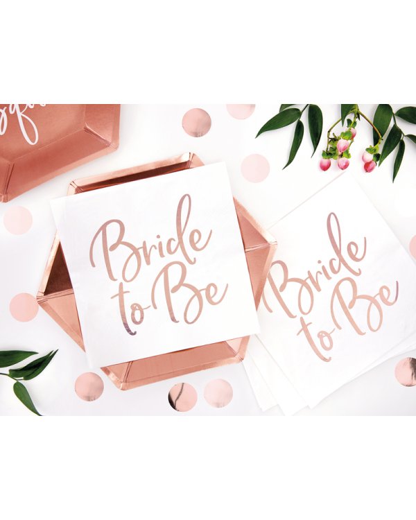Napkins Bride to be, rose gold,  33x33cm (1 pkt / 20 pc.)