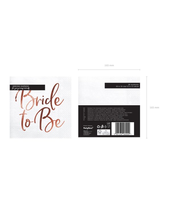 Napkins Bride to be, rose gold,  33x33cm (1 pkt / 20 pc.)
