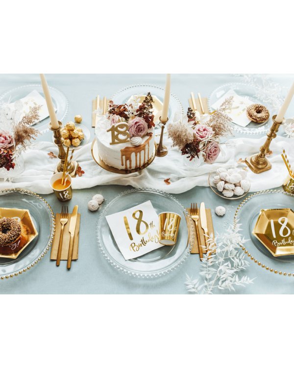 Napkins 18th Birthday, white, 33x33cm (1 pkt / 20 pc.)