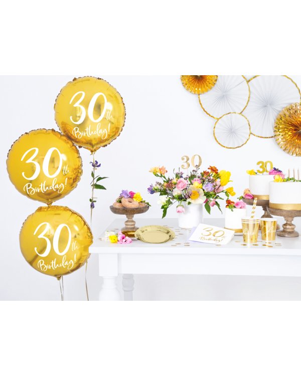 Napkins 30th Birthday, white, 33x33cm (1 pkt / 20 pc.)