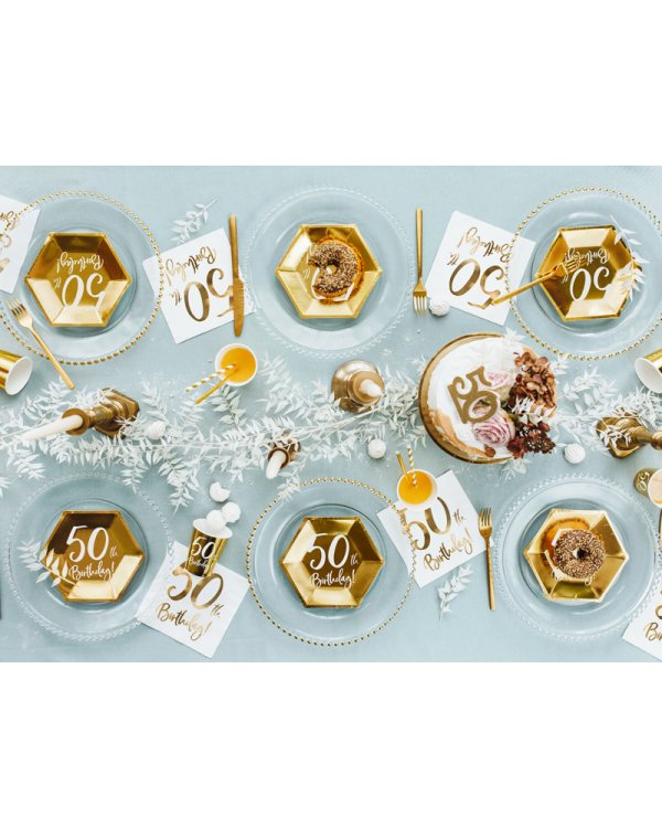 Napkins 50th Birthday, white, 33x33cm (1 pkt / 20 pc.)