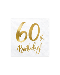 Napkins 60th Birthday, white, 33x33cm (1 pkt / 20 pc.)