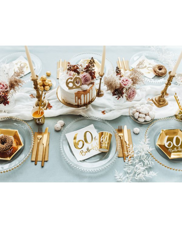 Napkins 60th Birthday, white, 33x33cm (1 pkt / 20 pc.)