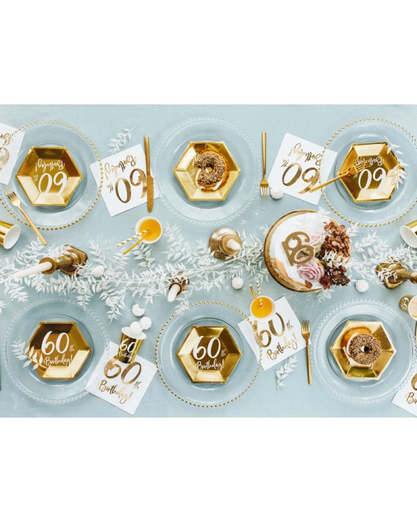 Napkins 60th Birthday, white, 33x33cm (1 pkt / 20 pc.)