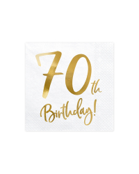 Napkins 70th Birthday, white, 33x33cm (1 pkt / 20 pc.)