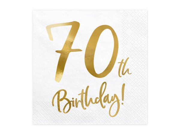 Napkins 70th Birthday, white, 33x33cm (1 pkt / 20 pc.)