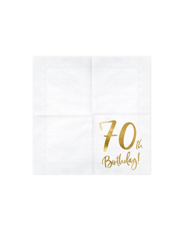 Napkins 70th Birthday, white, 33x33cm (1 pkt / 20 pc.)