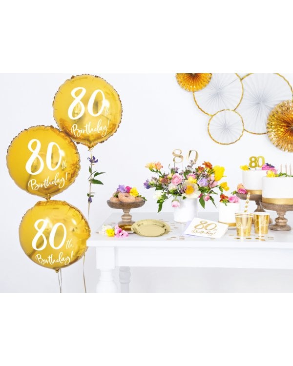 Napkins 80th Birthday, white, 33x33cm (1 pkt / 20 pc.)