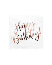 Napkins Happy Birthday, white, 33x33cm (1 pkt / 20 pc.)