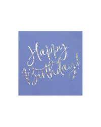 Napkins Happy Birthday, navy blue, 33x33cm (1 pkt / 20 pc.)