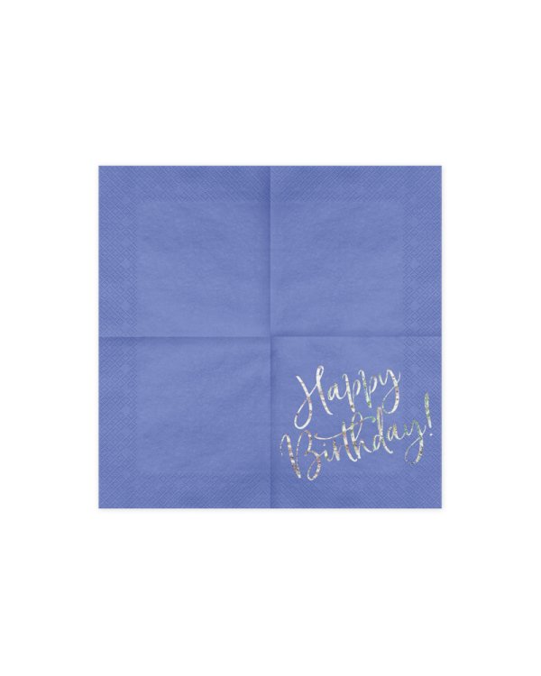 Napkins Happy Birthday, navy blue, 33x33cm (1 pkt / 20 pc.)