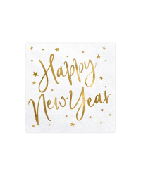 Napkins Happy New Year, white, 33x33cm (1 pkt / 20 pc.)