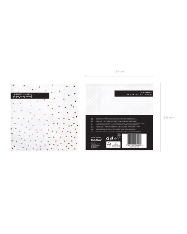 Napkins Dots, white, 33x33cm (1 pkt / 20 pc.)