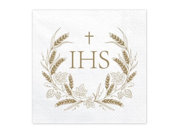 Napkins IHS, 33x33 cm, gold (1 pkt / 12 pc.)