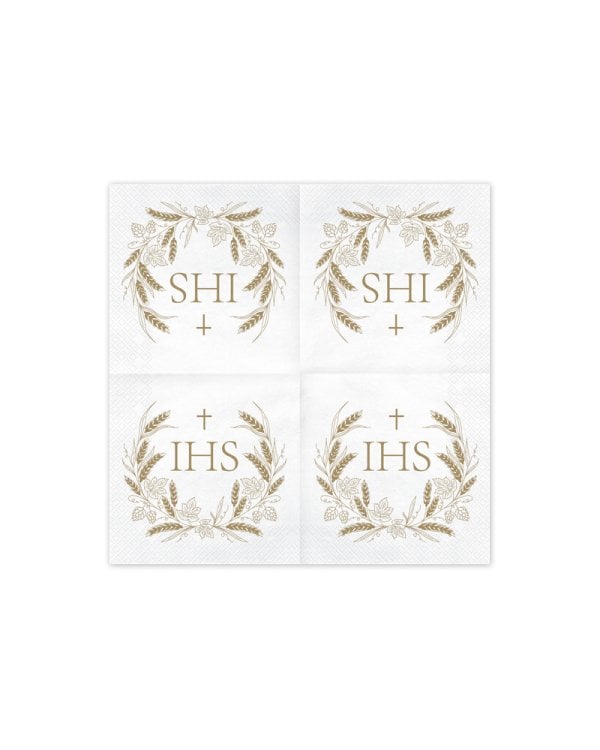 Napkins IHS, 33x33 cm, gold (1 pkt / 12 pc.)