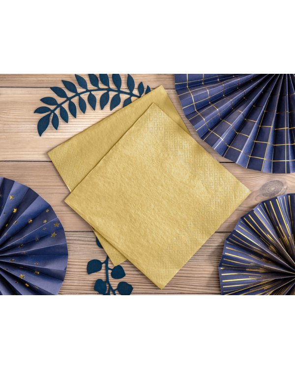 Napkins, 3 layers, gold metallic, 40x40cm (1 pkt / 20 pc.)