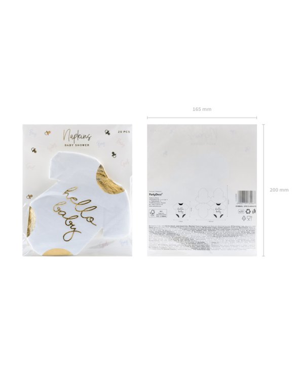 Napkins Baby romper - Hello Baby, white, 16x16cm (1 pkt / 20 pc.)