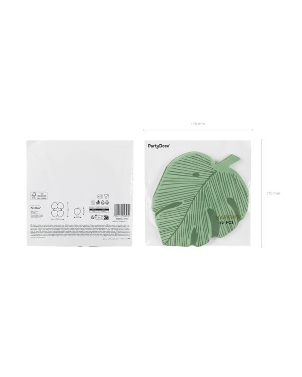Napkins Monstera leaf, 29.1x36 cm, green (1 pkt / 12 pc.)