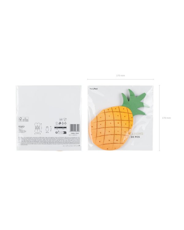 Napkins Pineapple, 18.5x10.2 cm, mix (1 pkt / 20 pc.)