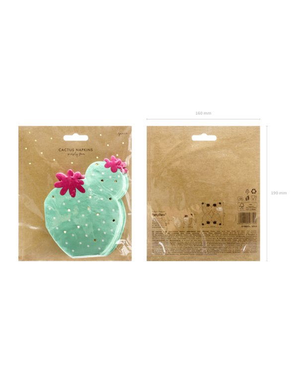 Napkins Cactus, mix, 11.5x13.5cm (1 pkt / 20 pc.)