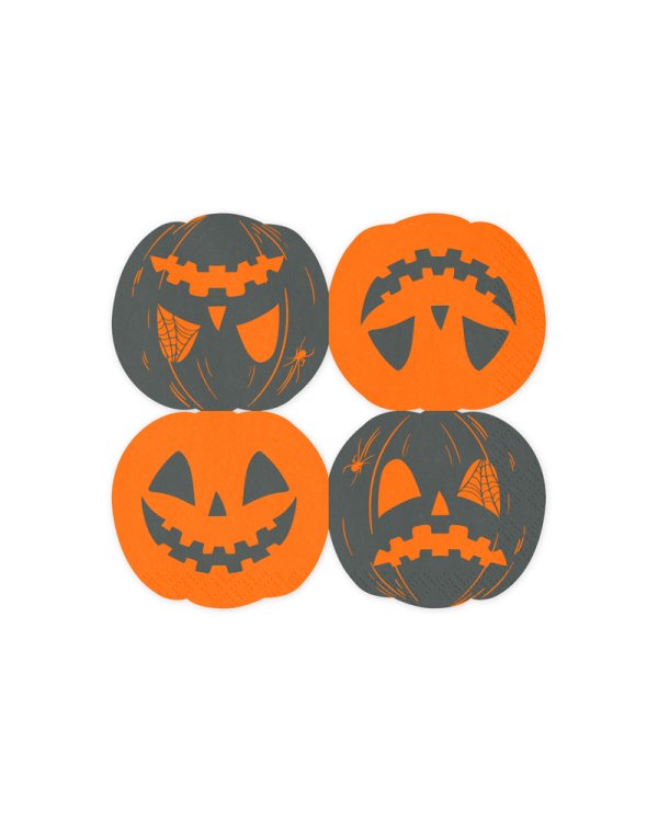 Napkins Scary pumpkins, 16.5x15 cm, orange and black (1 pkt / 20 pc.)