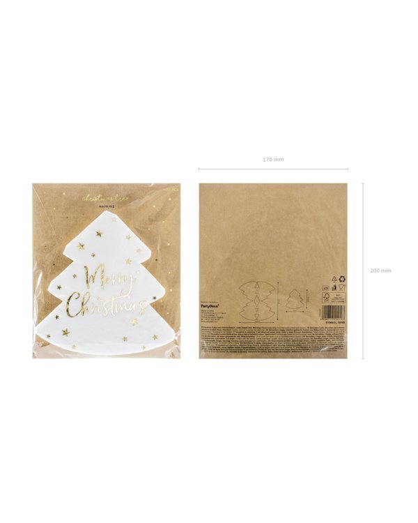 Napkins Christmas tree - Merry Christmas, 16x16.5cm (1 pkt / 20 pc.)