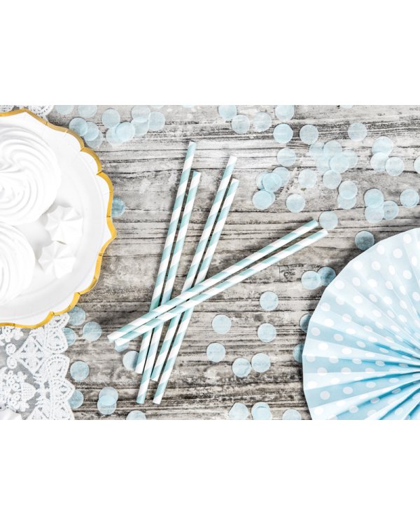 Paper Straws, light blue, 19.5cm (1 pkt / 10 pc.)