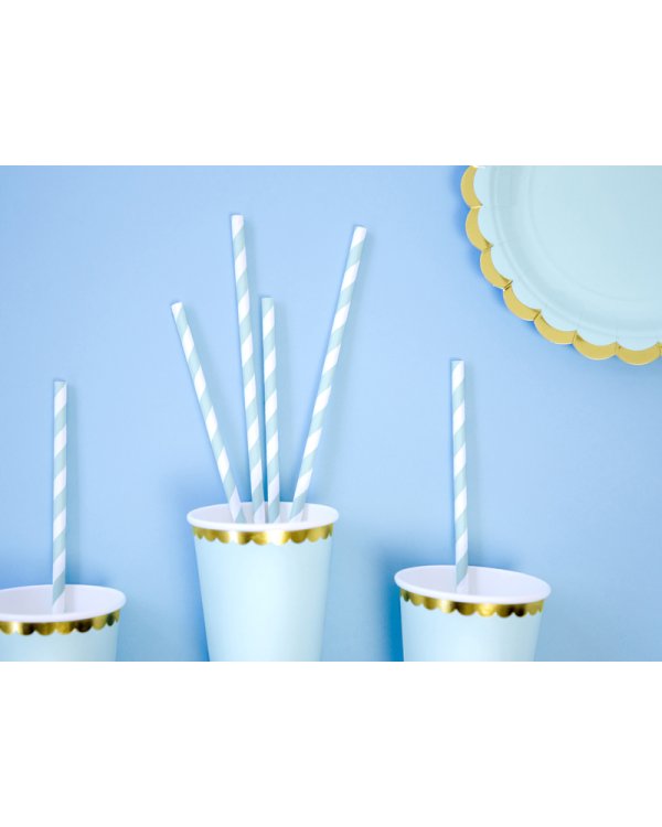 Paper Straws, light blue, 19.5cm (1 pkt / 10 pc.)