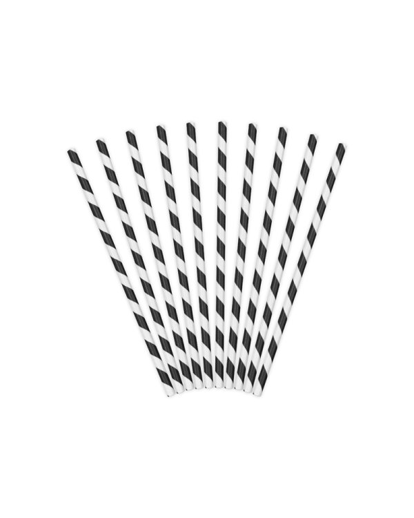 Paper Straws, black, 19.5cm (1 pkt / 10 pc.)