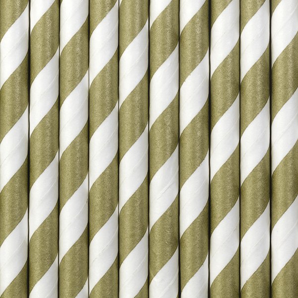 Paper Straws, gold, 19.5cm (1 pkt / 10 pc.)
