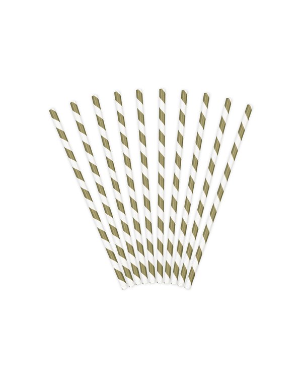Paper Straws, gold, 19.5cm (1 pkt / 10 pc.)