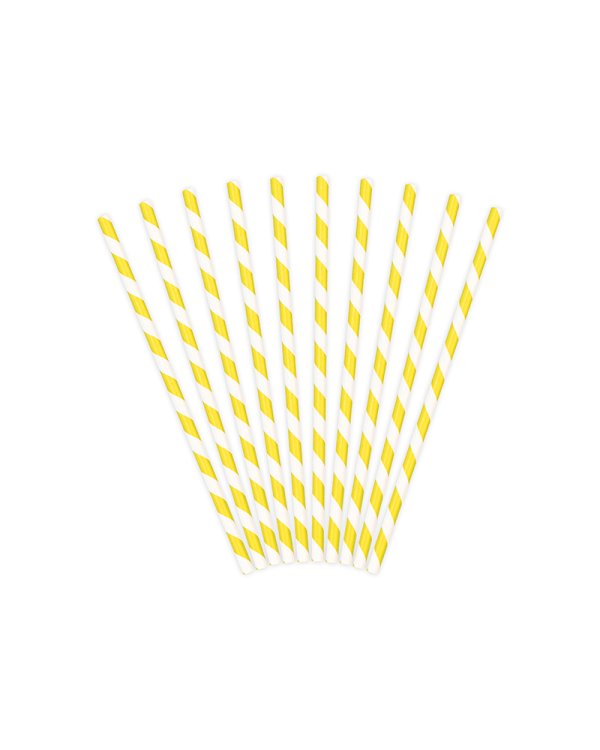 Paper Straws, yellow, 19.5cm (1 pkt / 10 pc.)