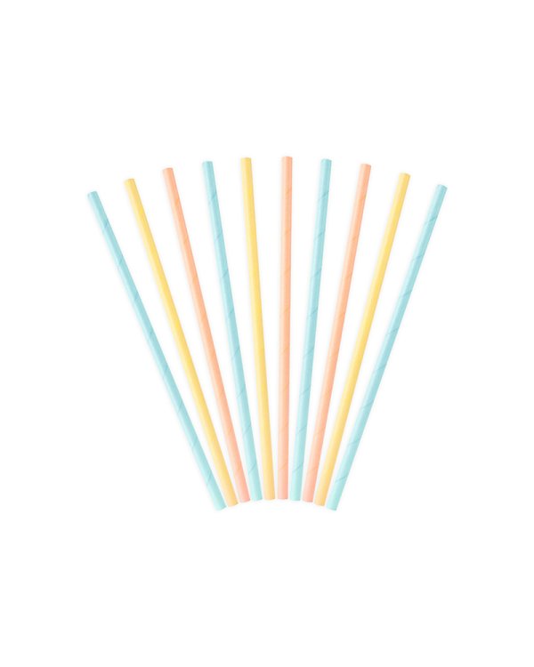 Paper straws Summer time, 19.5cm (1 pkt / 10 pc.)