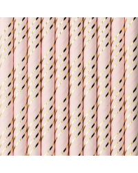 Paper straws, light pink, 19.5cm (1 pkt / 10 pc.)