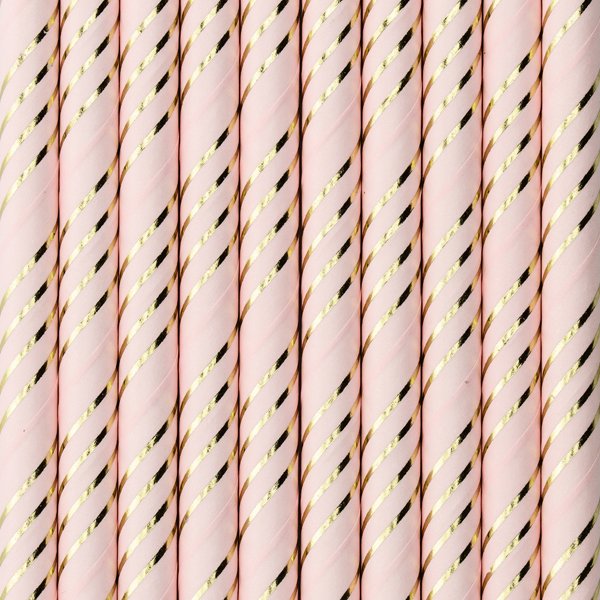 Paper straws, light pink, 19.5cm (1 pkt / 10 pc.)