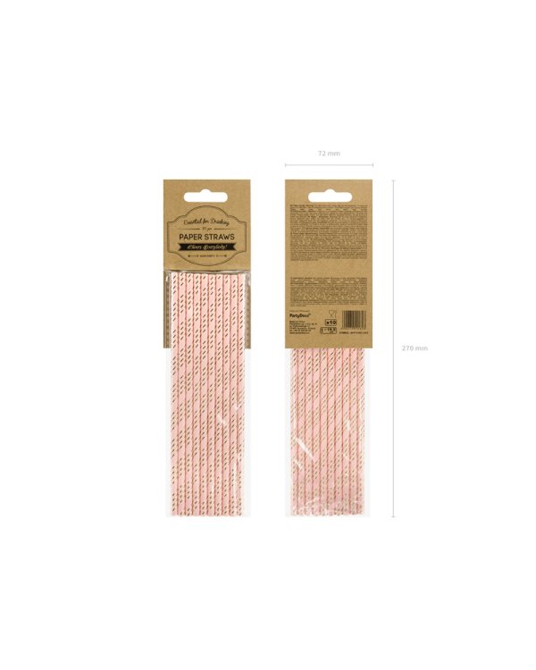 Paper straws, light pink, 19.5cm (1 pkt / 10 pc.)