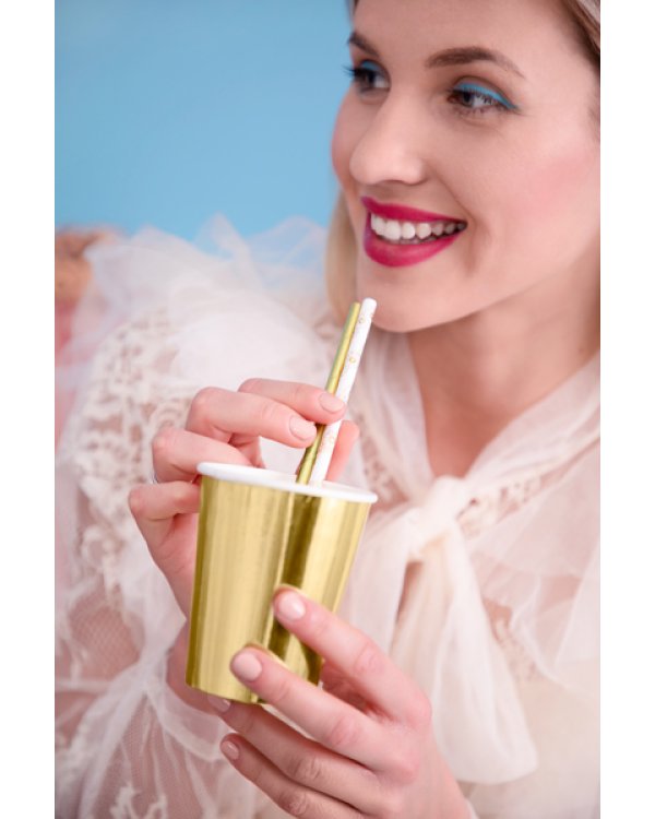 Paper Straws, gold, 19.5cm (1 pkt / 10 pc.)