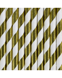 Paper Straws, gold, 19.5cm (1 pkt / 10 pc.)