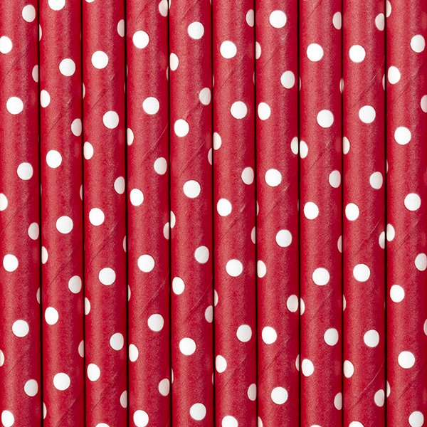 Paper Straws, red, 19.5cm (1 pkt / 10 pc.)