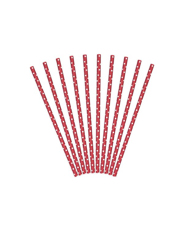 Paper Straws, red, 19.5cm (1 pkt / 10 pc.)