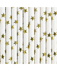 Paper Straws, gold, 19.5cm (1 pkt / 10 pc.)