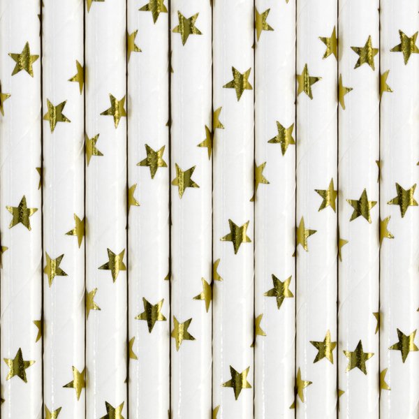 Paper Straws, gold, 19.5cm (1 pkt / 10 pc.)