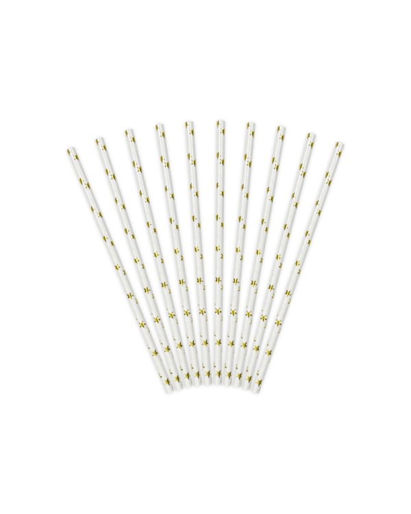 Paper Straws, gold, 19.5cm (1 pkt / 10 pc.)