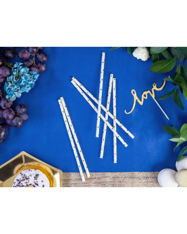 Paper Straws, gold, 19.5cm (1 pkt / 10 pc.)