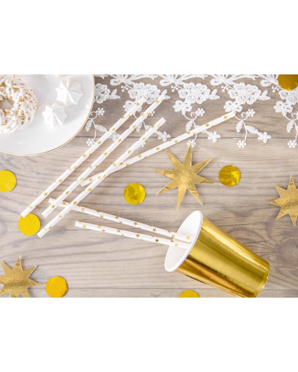 Paper Straws, gold, 19.5cm (1 pkt / 10 pc.)