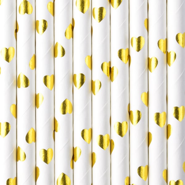 Paper Straws, gold, 19.5cm (1 pkt / 10 pc.)