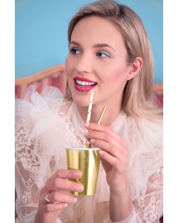 Paper Straws, gold, 19.5cm (1 pkt / 10 pc.)